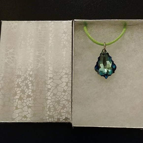 Marine Blue Crystal Pear Necklace - Picture 7 of 8